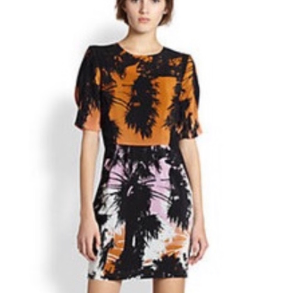 Line and dot palm tree dress